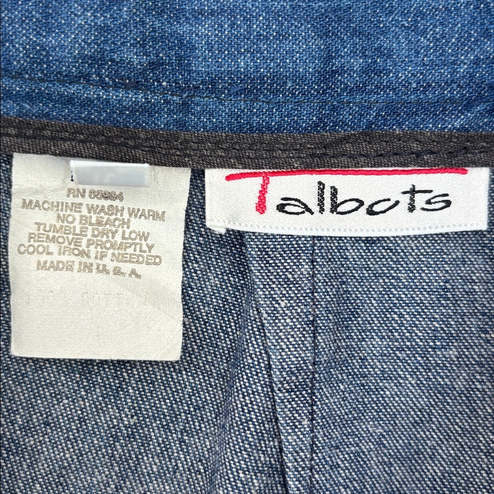 Talbots Vintage 90s Denim Skirt USA Made Retro High Waist Pleated Cotton Size 10 - Picture 11 of 14